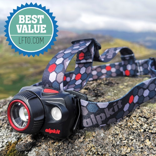 Alpkit Qark on a rock with award overlay