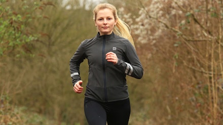 66°North Straumnes Jacket Woman running in 66°North Straumnes Jacket