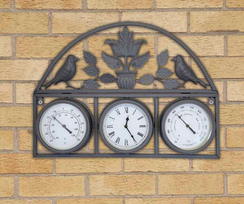 Charles Bentley Wall Clock With Thermometer And Hygrometer