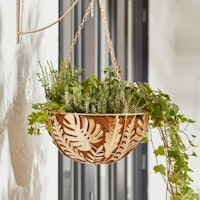 Gold Leaves Hanging Basket