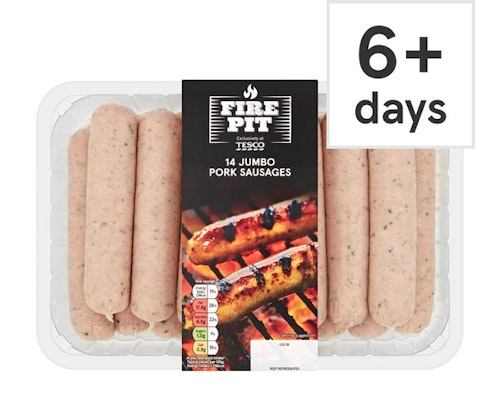 Tesco Fire Pit 14 Jumbo Pork Sausages