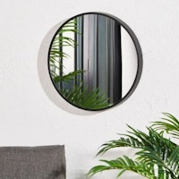 Elements Black Round Outdoor Mirror