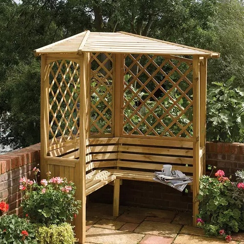 Rowlinson Balmoral Corner Arbour in Natural Timber