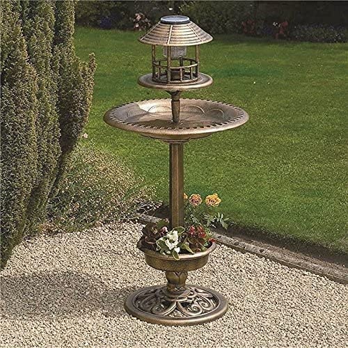Garden Mile Bird Feeder Garden Ornaments Outdoor Bird Bath with Bronze Effect