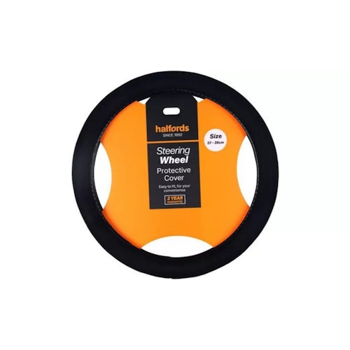 Halfords Black plush steering wheel cover