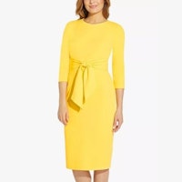 Adrianna Papell Tie Belt Crepe Dress, Canary Yellow