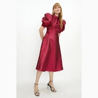 Coast Puff Sleeve Open Back Midi Dress, Pink