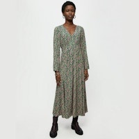 Floral V-Neck Midaxi Tea Dress