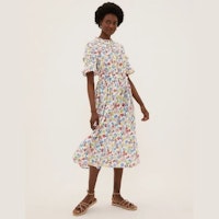 Floral Midi Waisted Dress