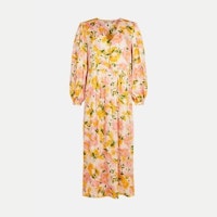 Splashed Floral Tie Side Printed Midi Dress