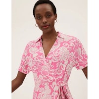M&S COLLECTION Floral Tie Waist Midi Wrap Dress