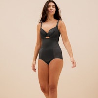 Firm Control Sheer Stripe Wear Your Own Bra Bodysuit