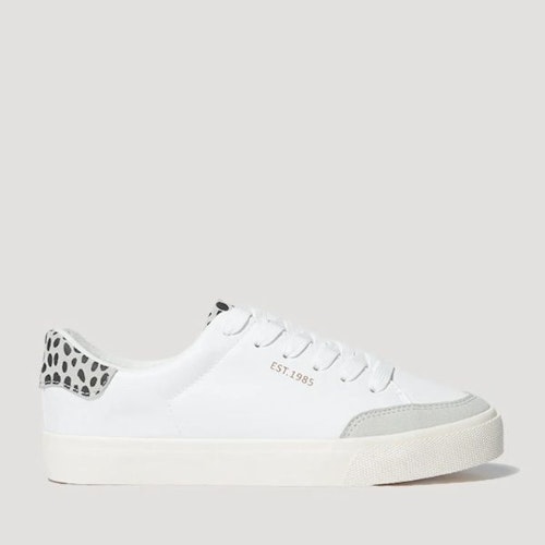 White Mark Making Faux Suede Trainers