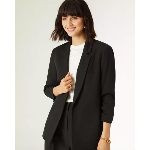 Edge To Edge Ruched Sleeve Tailored Blazer