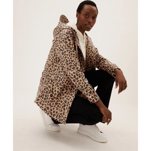 Rubber Animal Print Hooded Raincoat