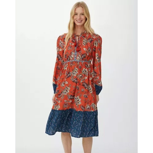 Sketchy Leaf Mix & Match Tiered Midi Dress