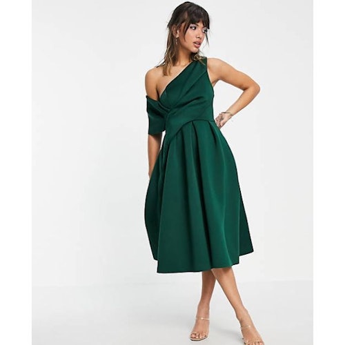 ASOS DESIGN Bare Shoulder Prom Midi Dress