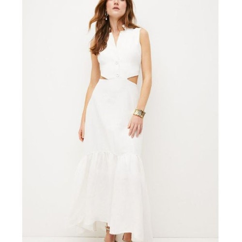 Linen Cut Out Maxi Dress