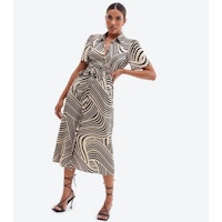 Off White Line Belted Midi Shirt Dress