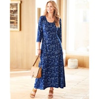 Meadow Print Jersey Maxi Dress, Navy