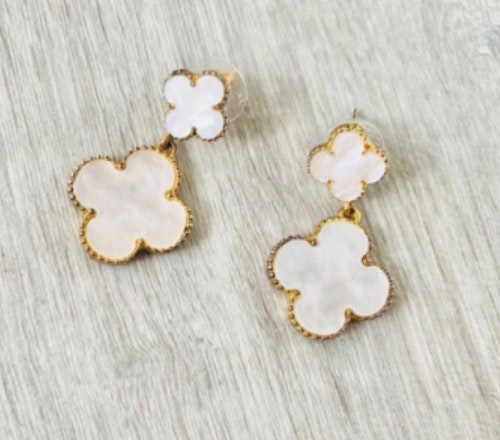 AriroseStudioCo 18ct Gold Plated Double Clover Earrings