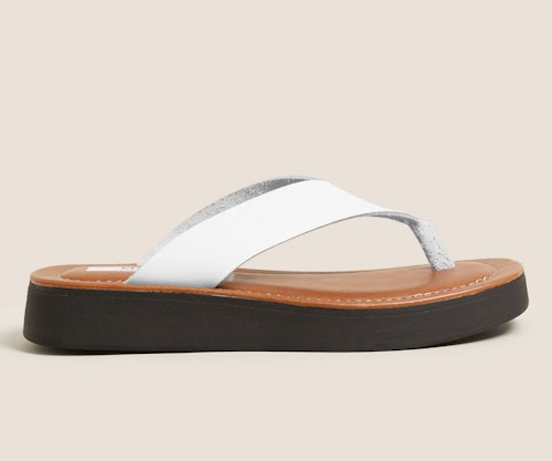 M&S COLLECTION Leather Flatform Flip Flops