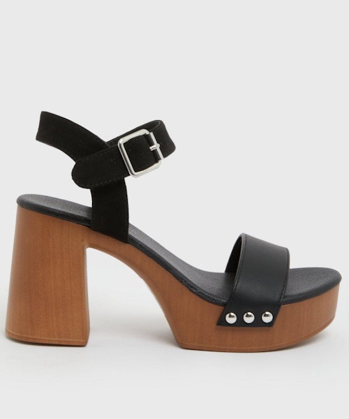 New Look Black Stud Block Heel Sandals