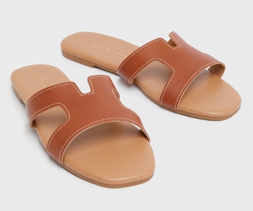 New Look Tan Cut Out Strap Sliders