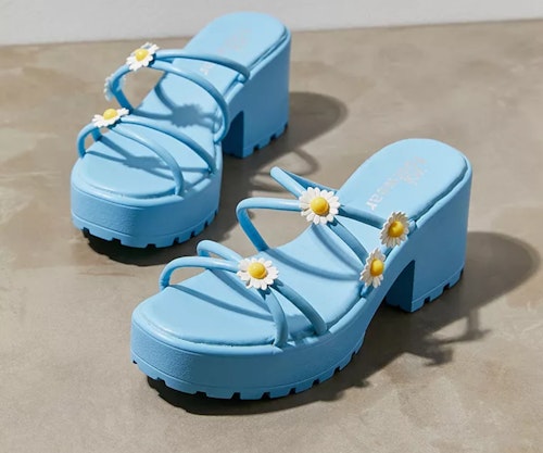 Urban Outfitters Koi Blue Daisy Strappy Sandals