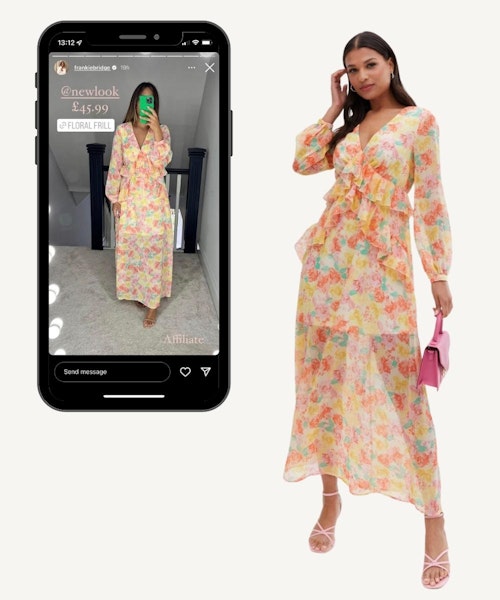 New Look Orange Floral Chiffon Frill Midi Dress
