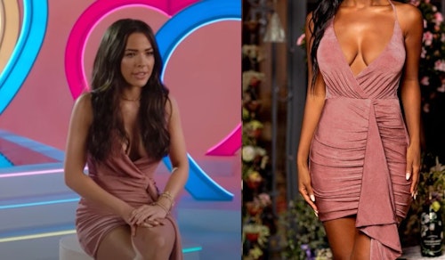 IN THE MOMENT ROSE PLUNGE MINI DRESS WITH STATEMENT DRAPE
