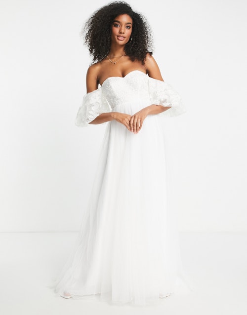 ASOS EDITION Tabitha Embroidered Off Shoulder Wedding Dress