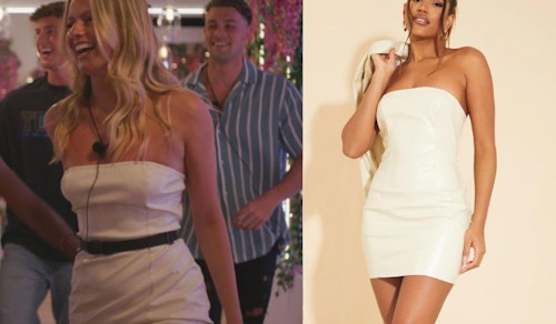 Love Island Tasha's White Faux Leather Dress