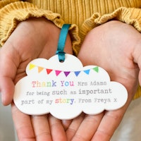 Periwinkle and Clay Personalised Teacher Thank You Acrylic Cloud Keepsake