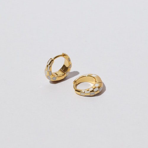 lunchtime shop - Astrid & Miyu Checkerboard Huggies in Gold 55