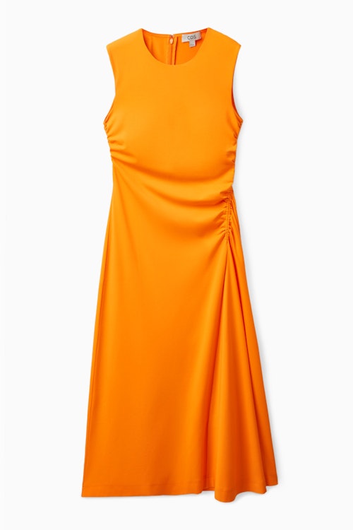 what to buy this weekend COS, Gathered Midi Dress, £79