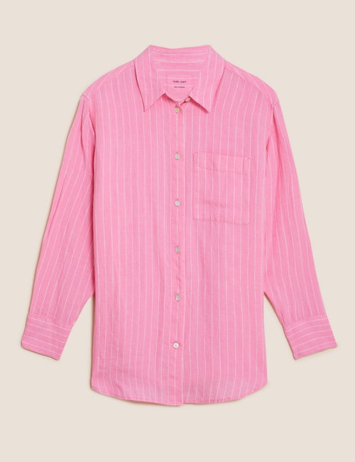 Holly Willoughby marks and Spencer summer edit Pure Linen Oversized Shirt, £29.50