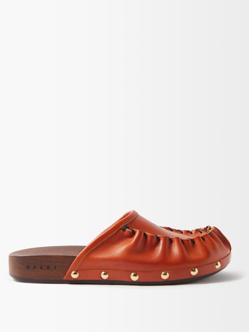 summer sales Marni, Gathered Leather Backless Loafers, WAS £590 NOW £324