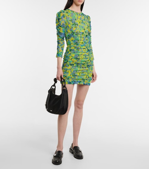 Ganni, Ruched Printed Mesh Minidress, WAS £207 NOW £144