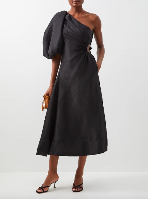 Aje, One-Shoulder Cut-Out Linen-Blend Dress, £480