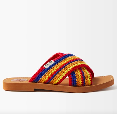 Chloé, Woody Striped Crochet Slides, £395