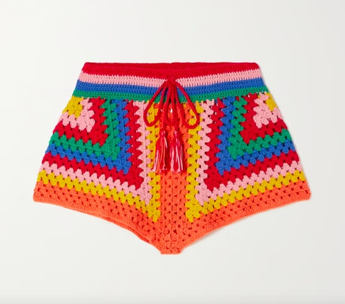 Farm Rio, Striped Crochet-Knit Cotton Shorts, £104