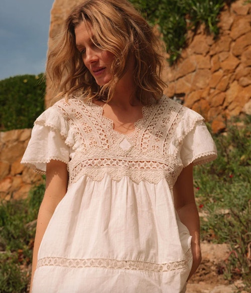 Monsoon, Premium Crochet Overlay Top In Sustainable Cotton, £70