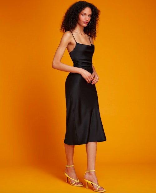 Omnes, Riviera Midi Dress in Black with 100% Recycled Polyester™, £55