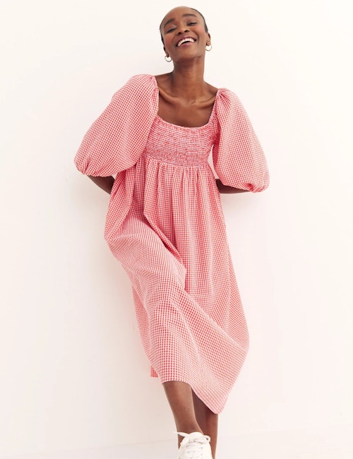 summer outfit ideas Nobody's Child, Cotton Rich Checked Midi Smock Dress, £59