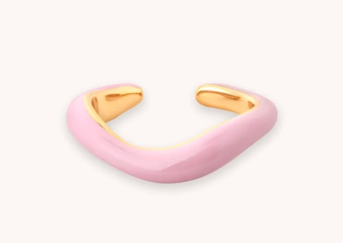 Astrid & Miyu, Wave Pink Enamel Ear Cuff In Gold