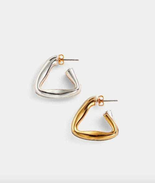 Jigsaw, Triangle Metal Hoop Earrings