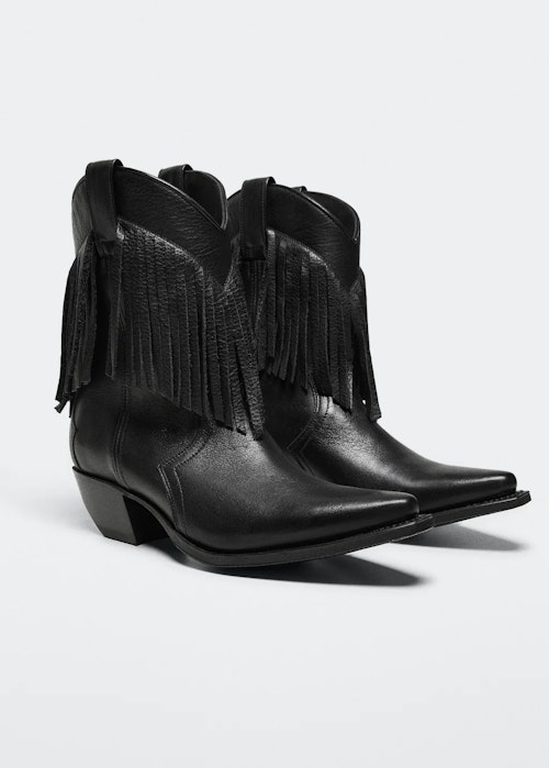 Mango, Fringed Leather Boots