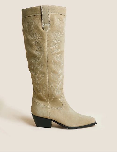 M&S, Suede Block Heel Western Boots