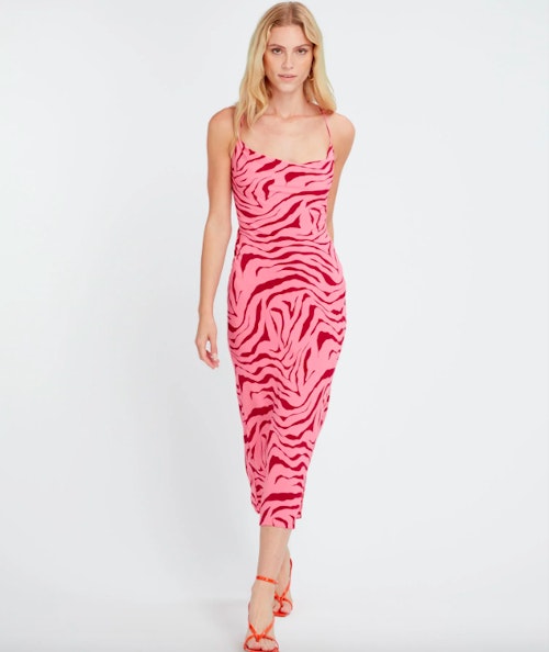 Omnes, Riviera Midi Dress In Pink Zebra, £55
